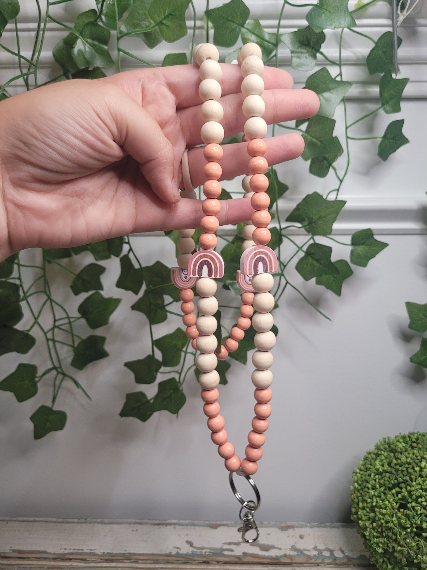 Boho Rainbow Peach Lanyard