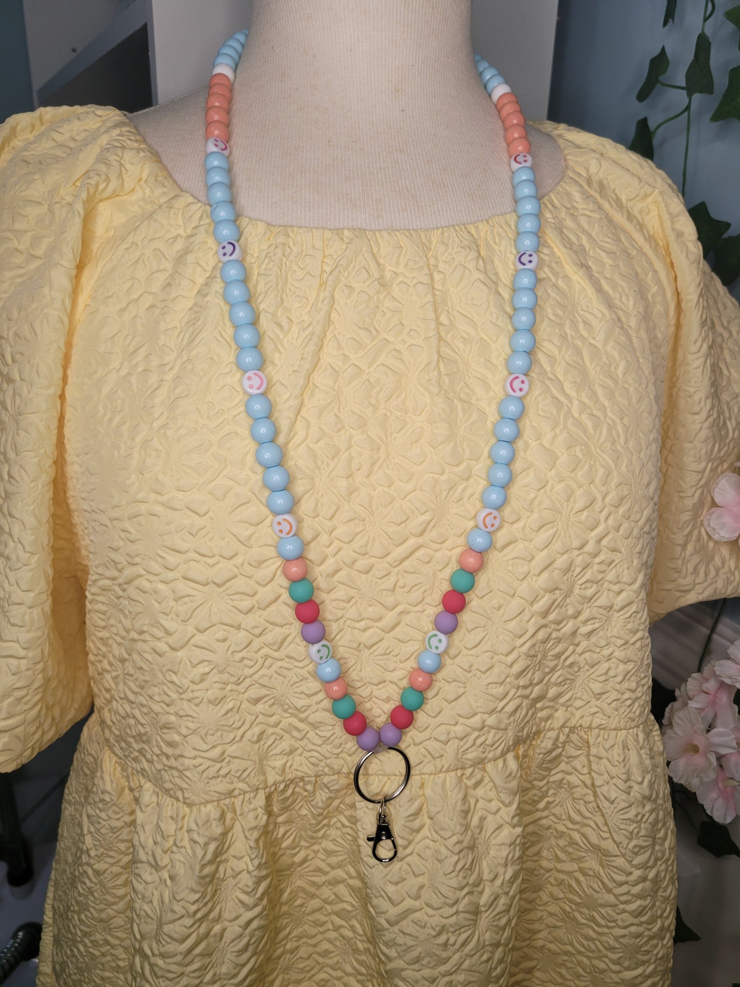 Colorful Smiley Face Lanyard