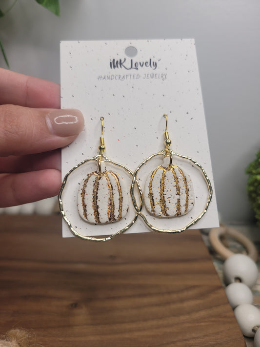 Gold Foiled Pumpkin Dangles