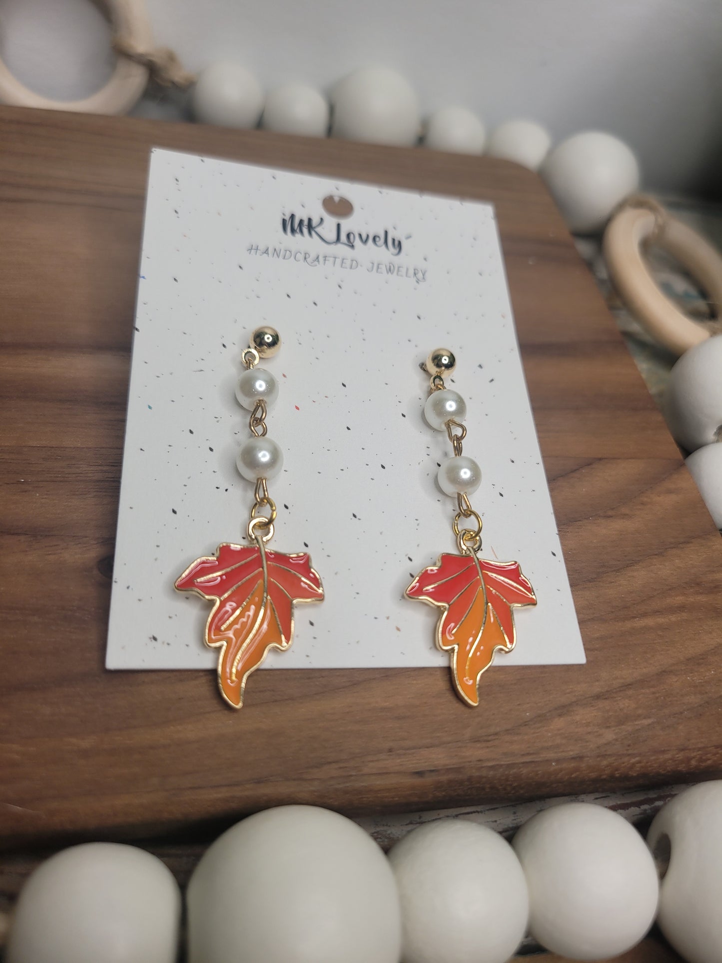 Leaf Charm Pearl Drops