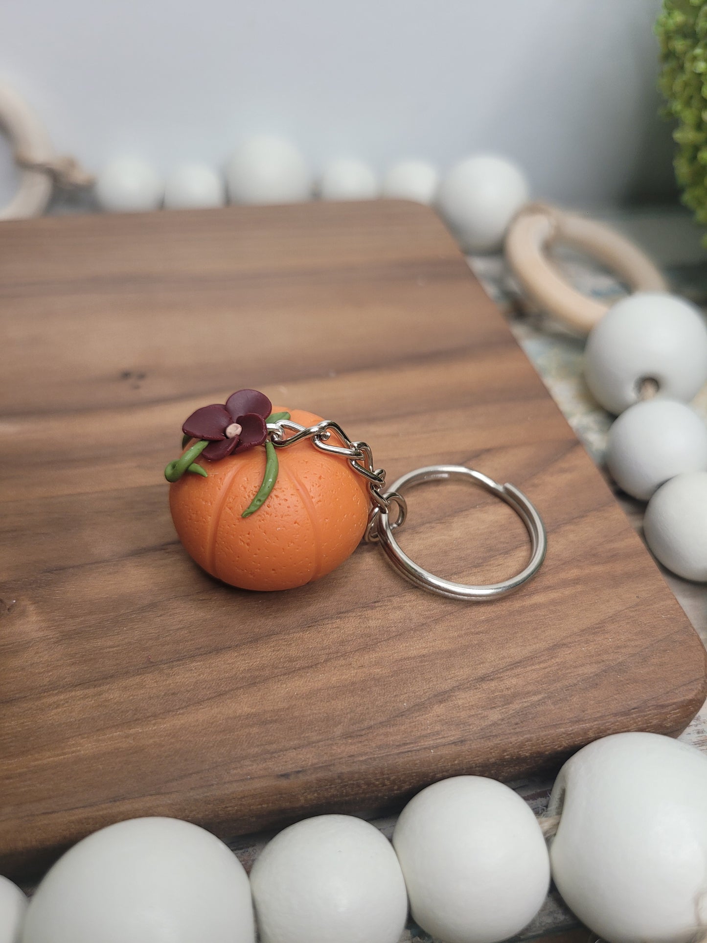 Polymer Clay Pumpkin Keychain