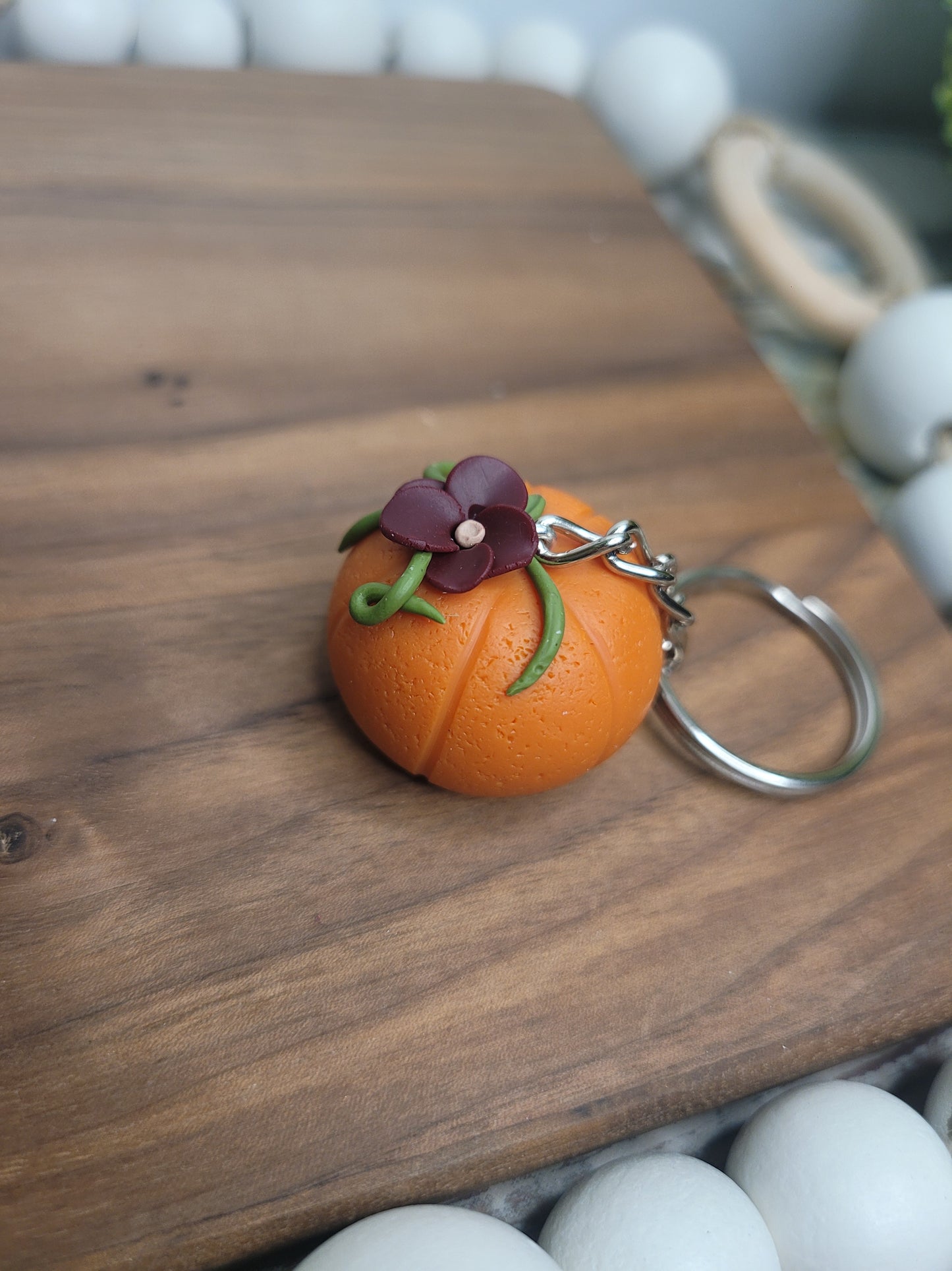 Polymer Clay Pumpkin Keychain