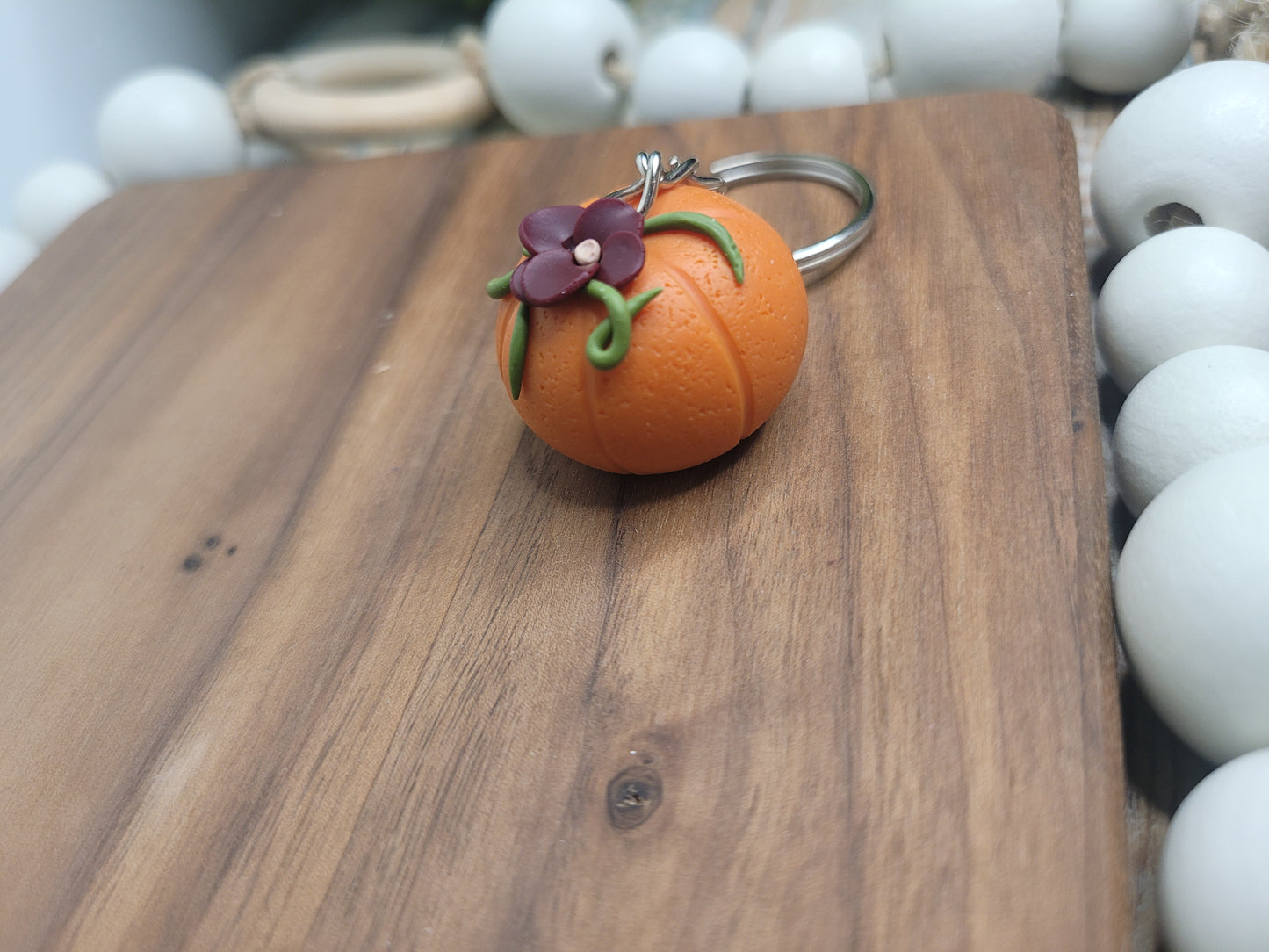 Polymer Clay Pumpkin Keychain