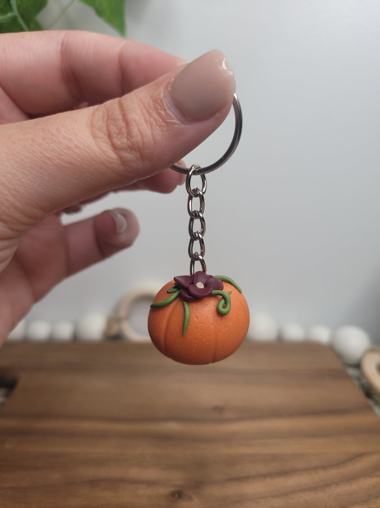 Polymer Clay Pumpkin Keychain