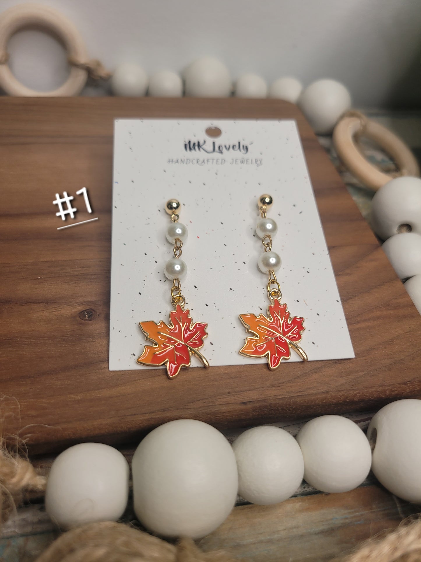 Leaf Charm Pearl Drops