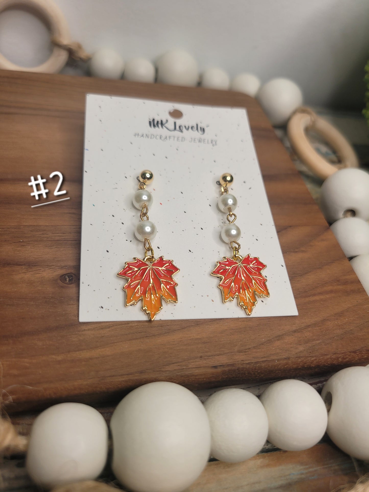 Leaf Charm Pearl Drops