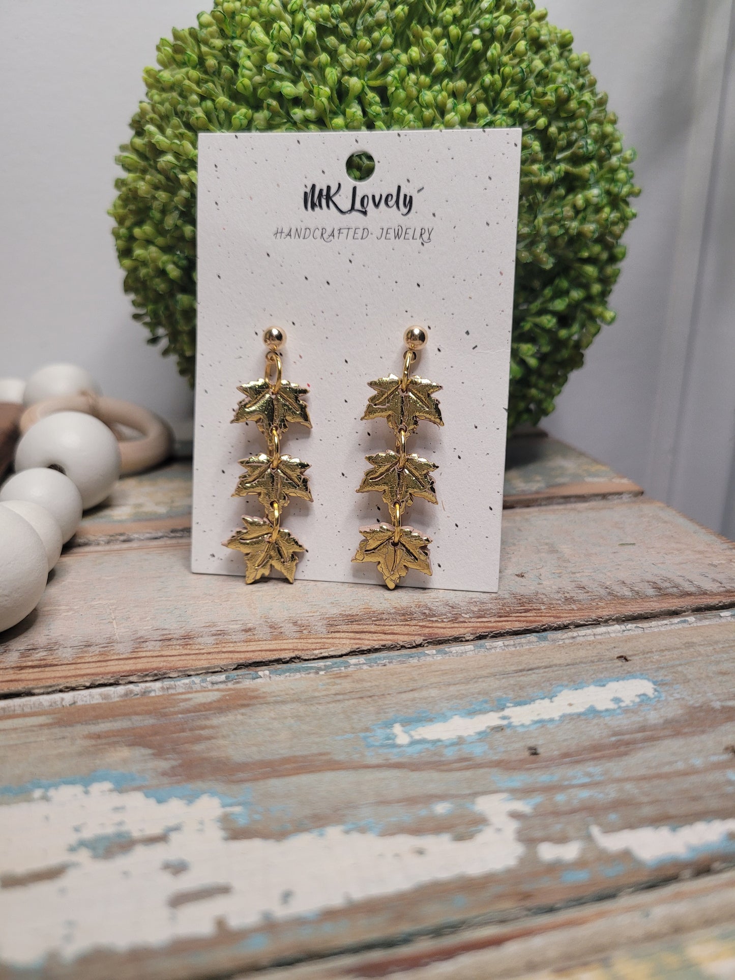 Tiered Gold Foiled Fall Leaves