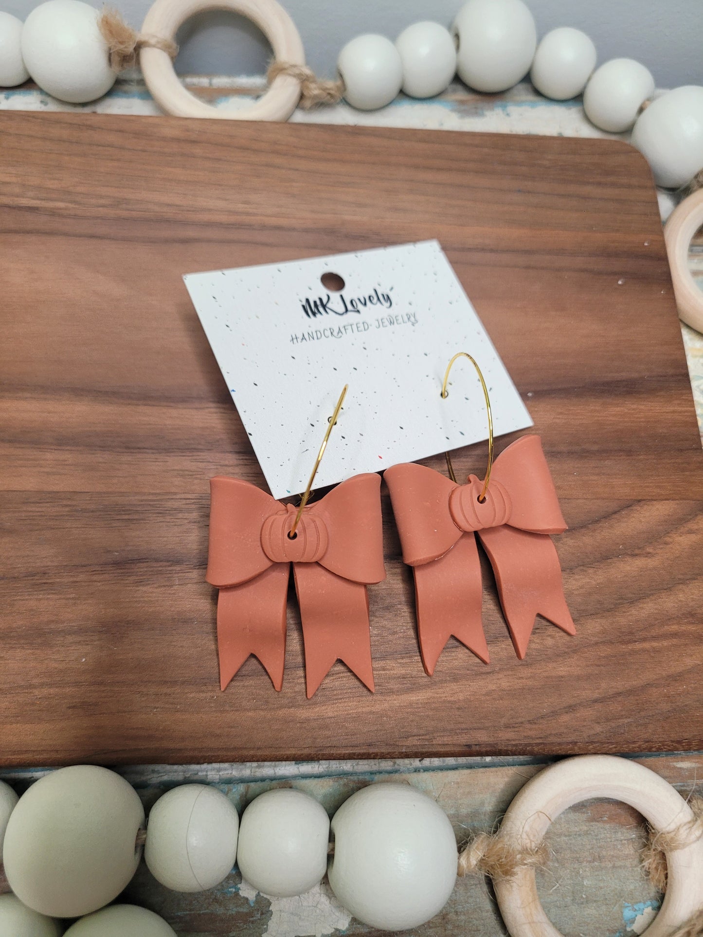 Pumpkin Spice Bow Hoops