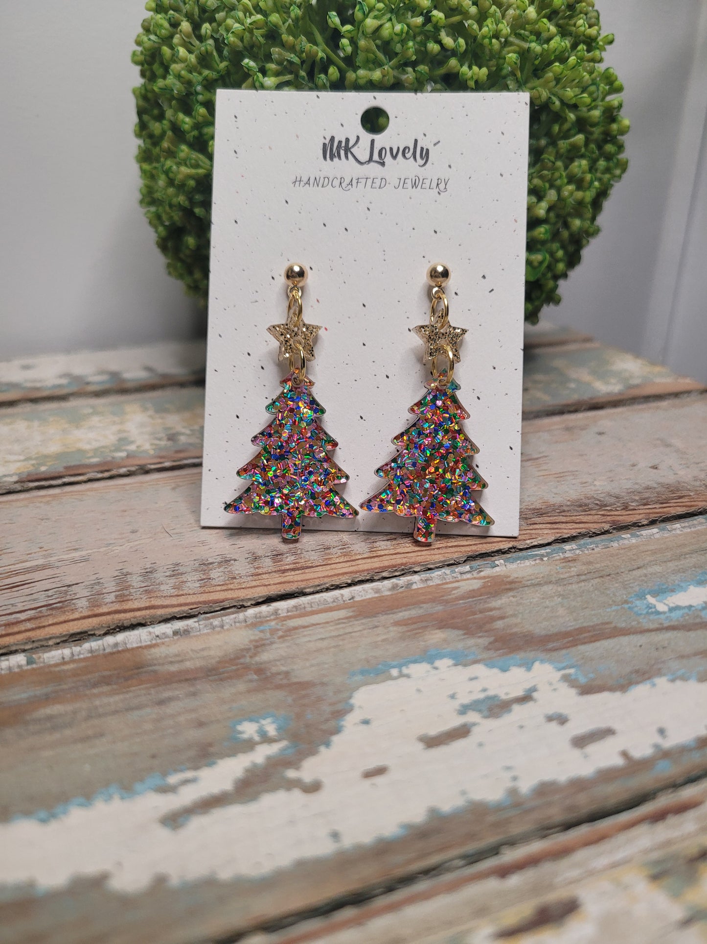 Acrylic Confetti Christmas Tree Dangles