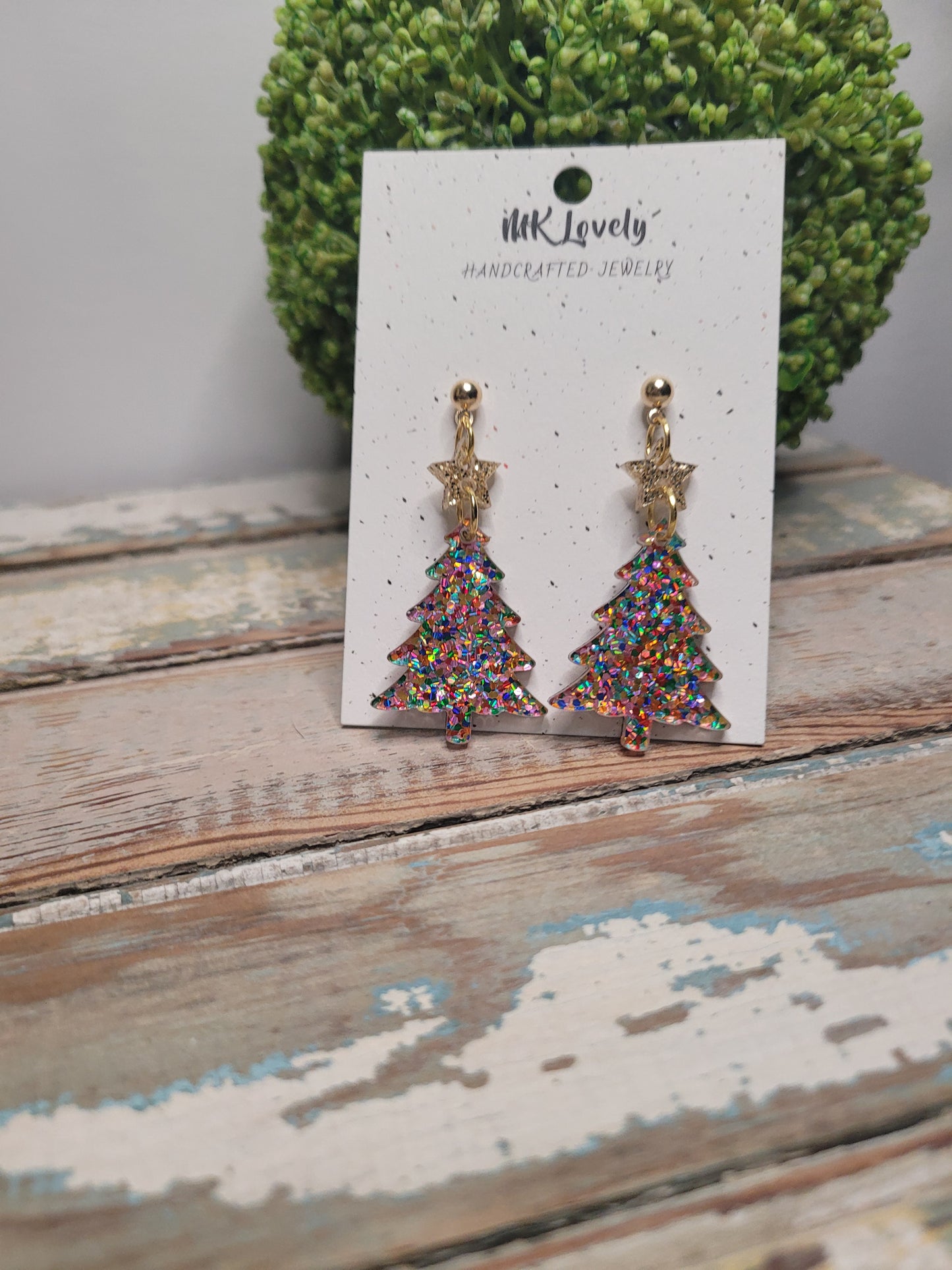 Acrylic Confetti Christmas Tree Dangles