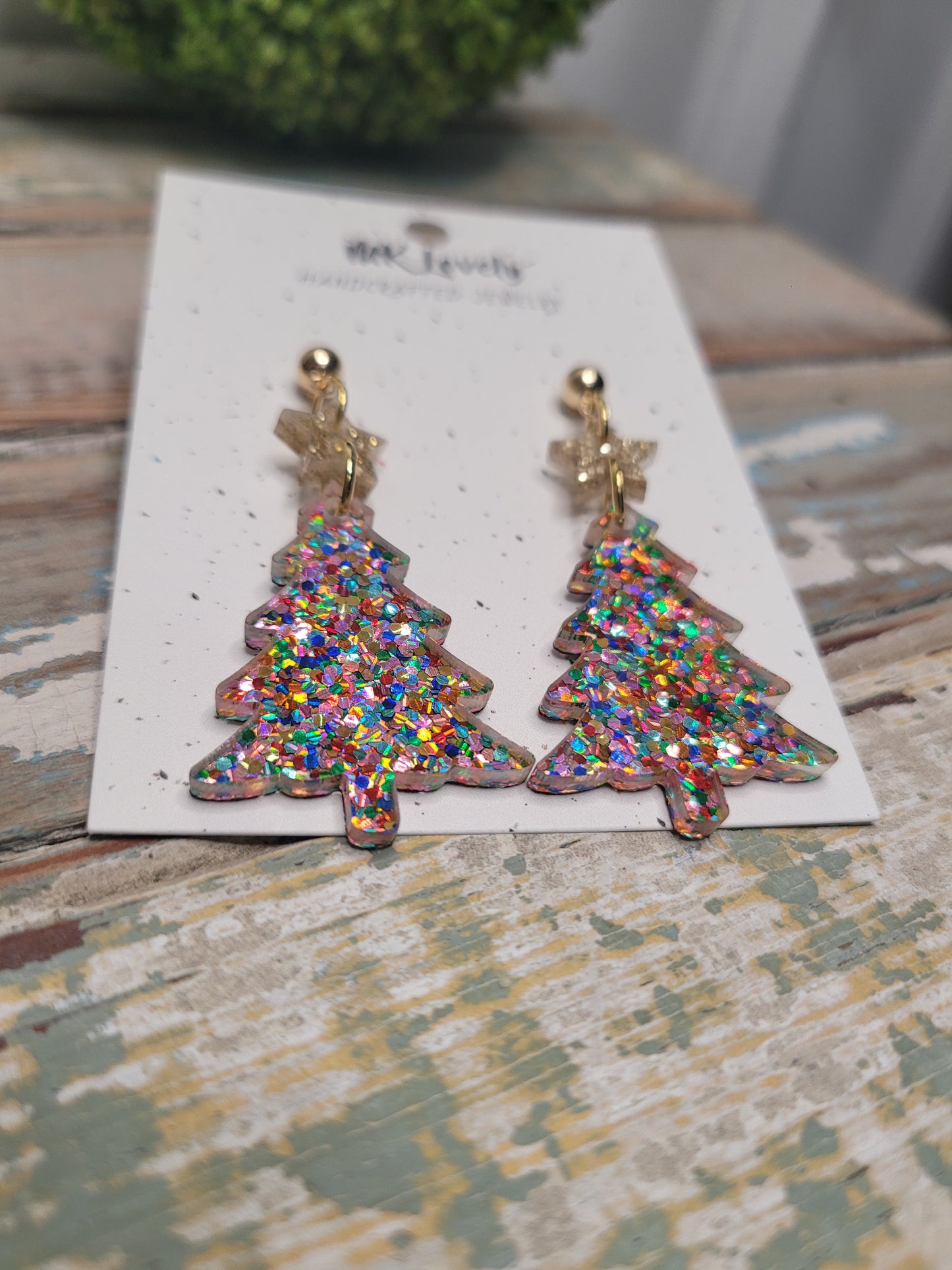 Acrylic Confetti Christmas Tree Dangles