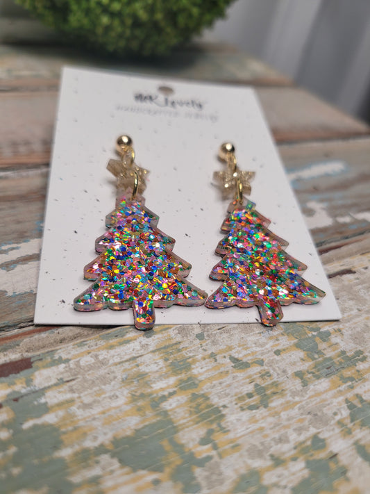 Acrylic Confetti Christmas Tree Dangles