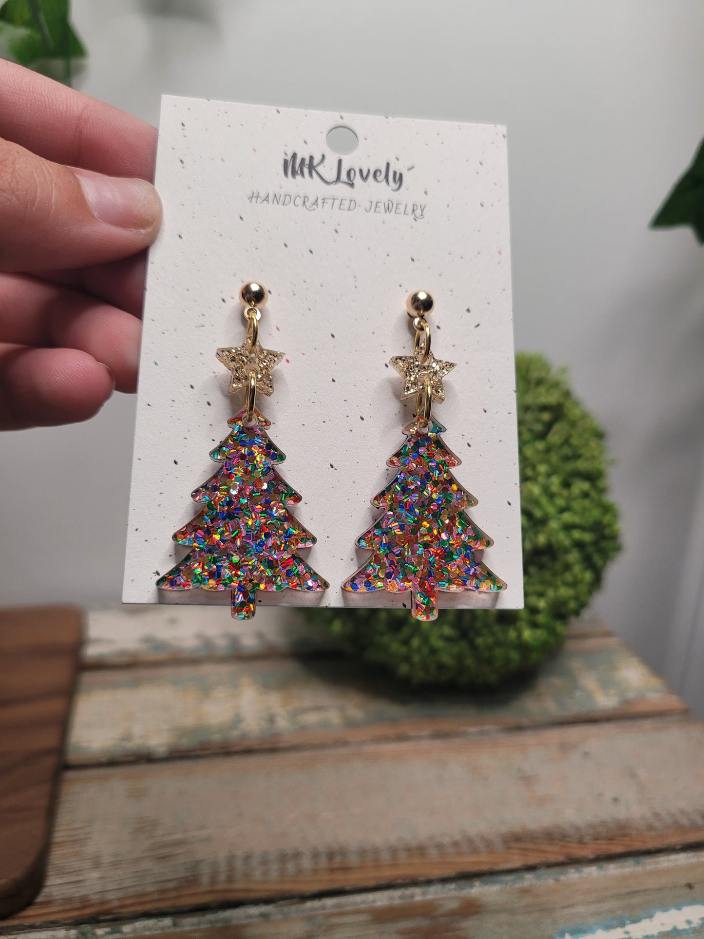 Acrylic Confetti Christmas Tree Dangles