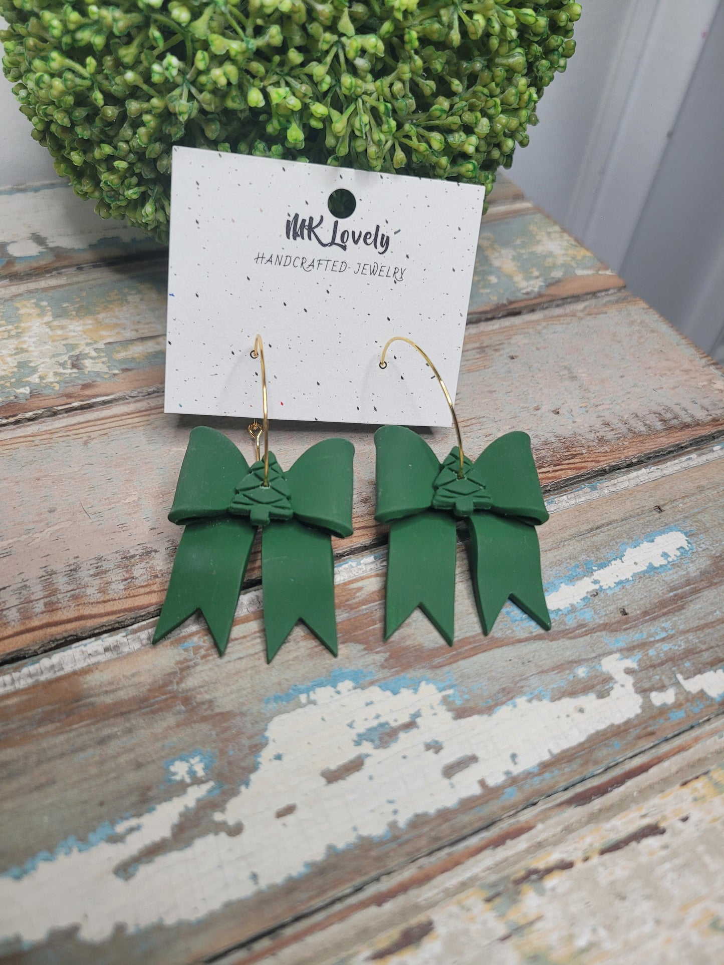 Christmas Tree Bow Hoops