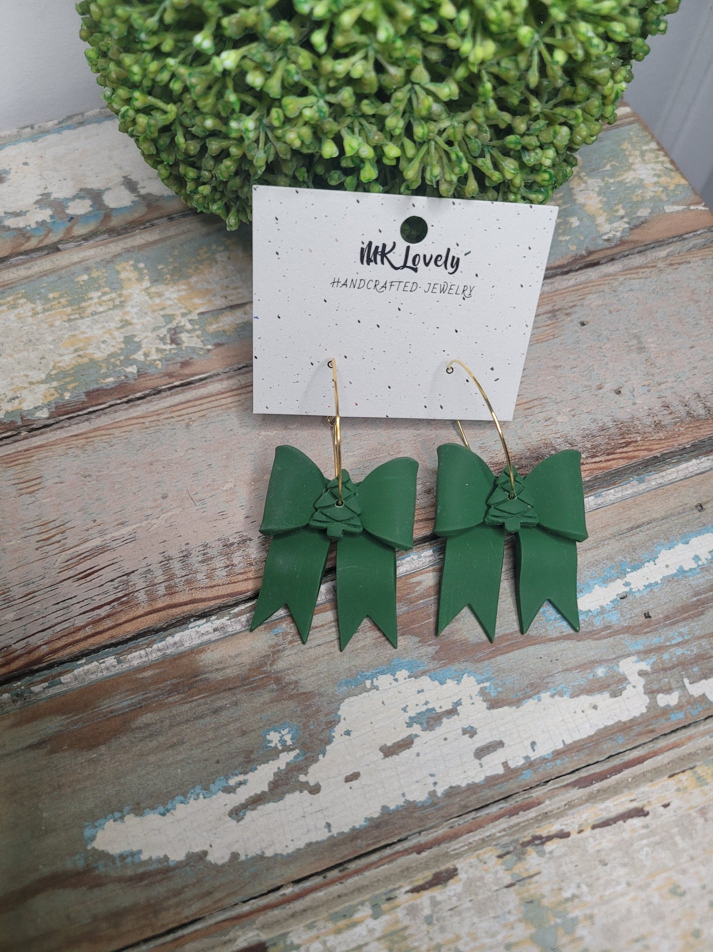 Christmas Tree Bow Hoops