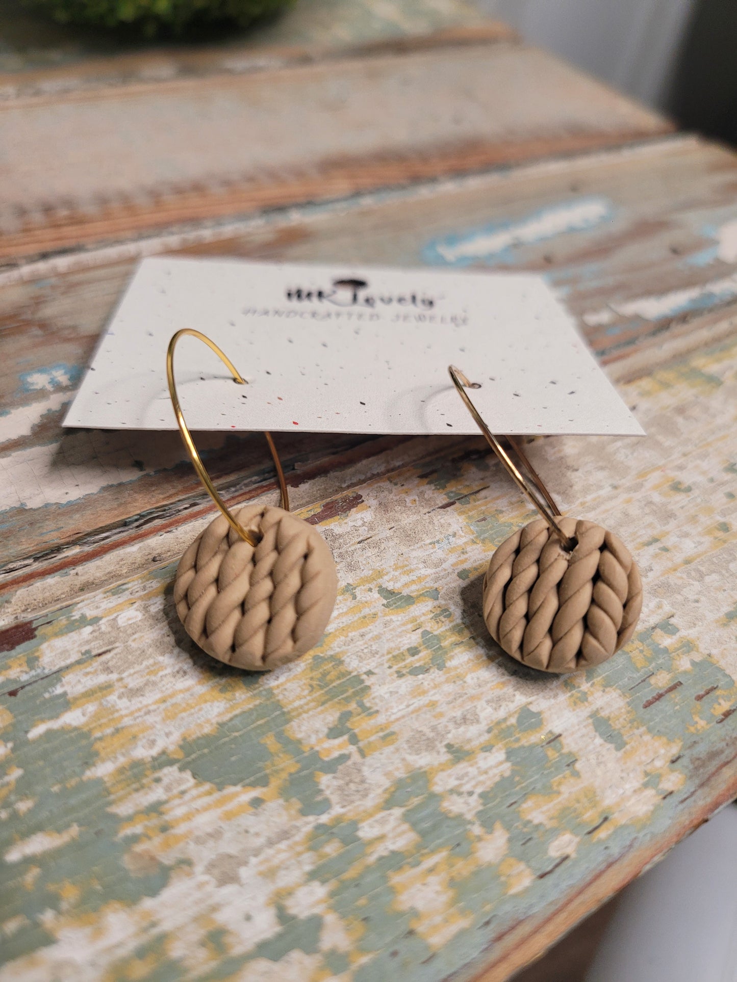 Cable Knit Round Hoops