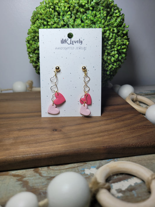 Double Heart Chained Drops