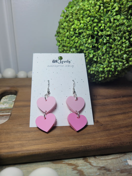 Acrylic Tiered Heart Dangles