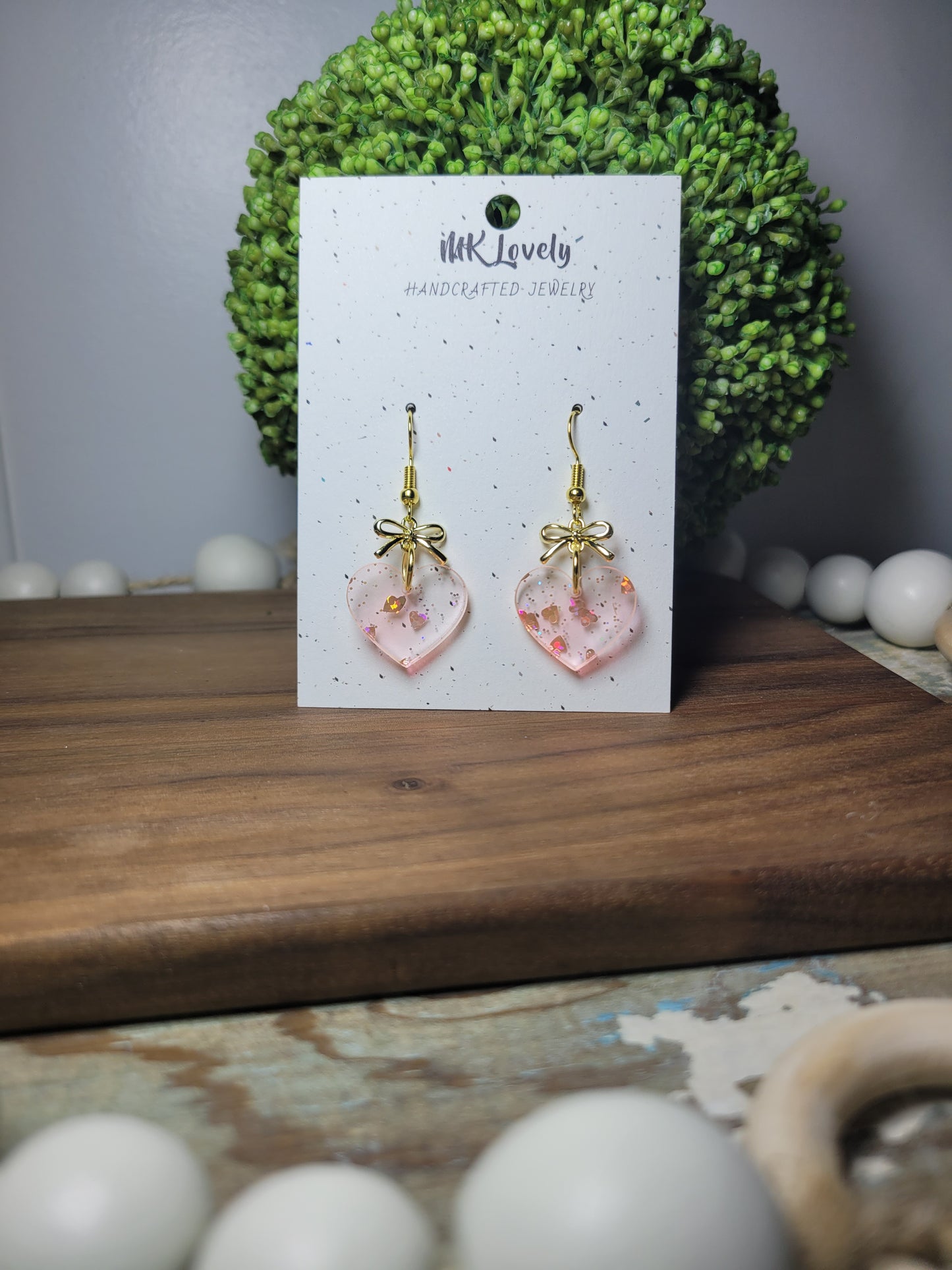 Acrylic Heart/Bow Dangles