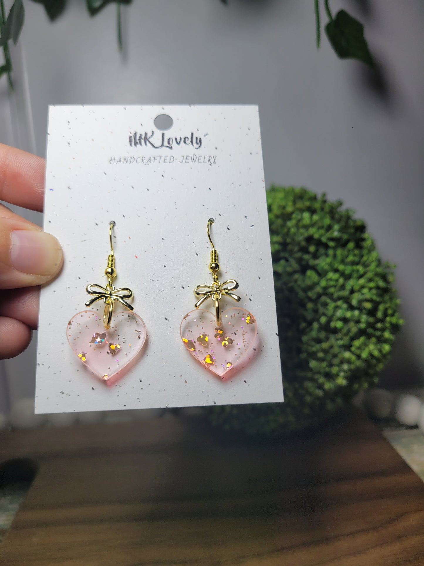 Acrylic Heart/Bow Dangles