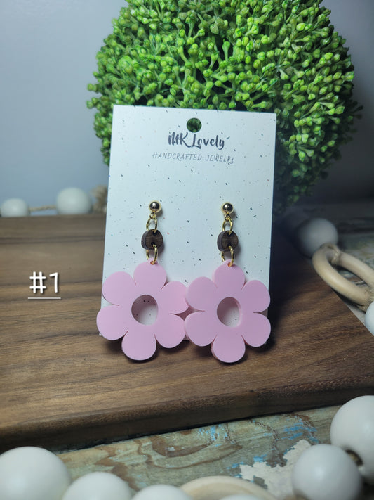 Acrylic Boho Flower Dangles