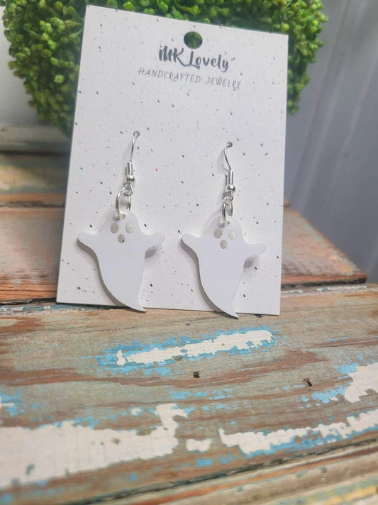 White Acrylic Ghost Earrings