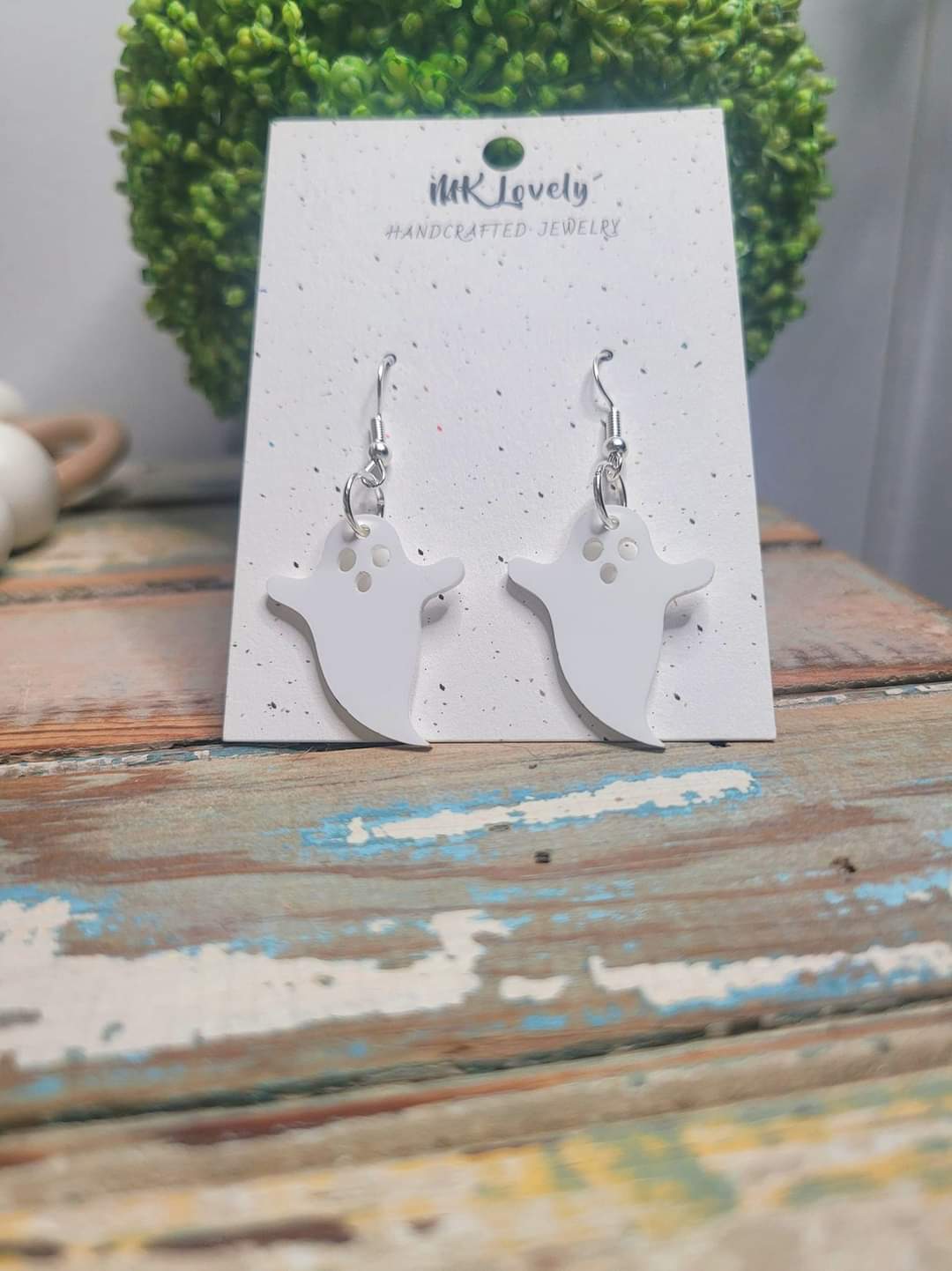 White Acrylic Ghost Earrings
