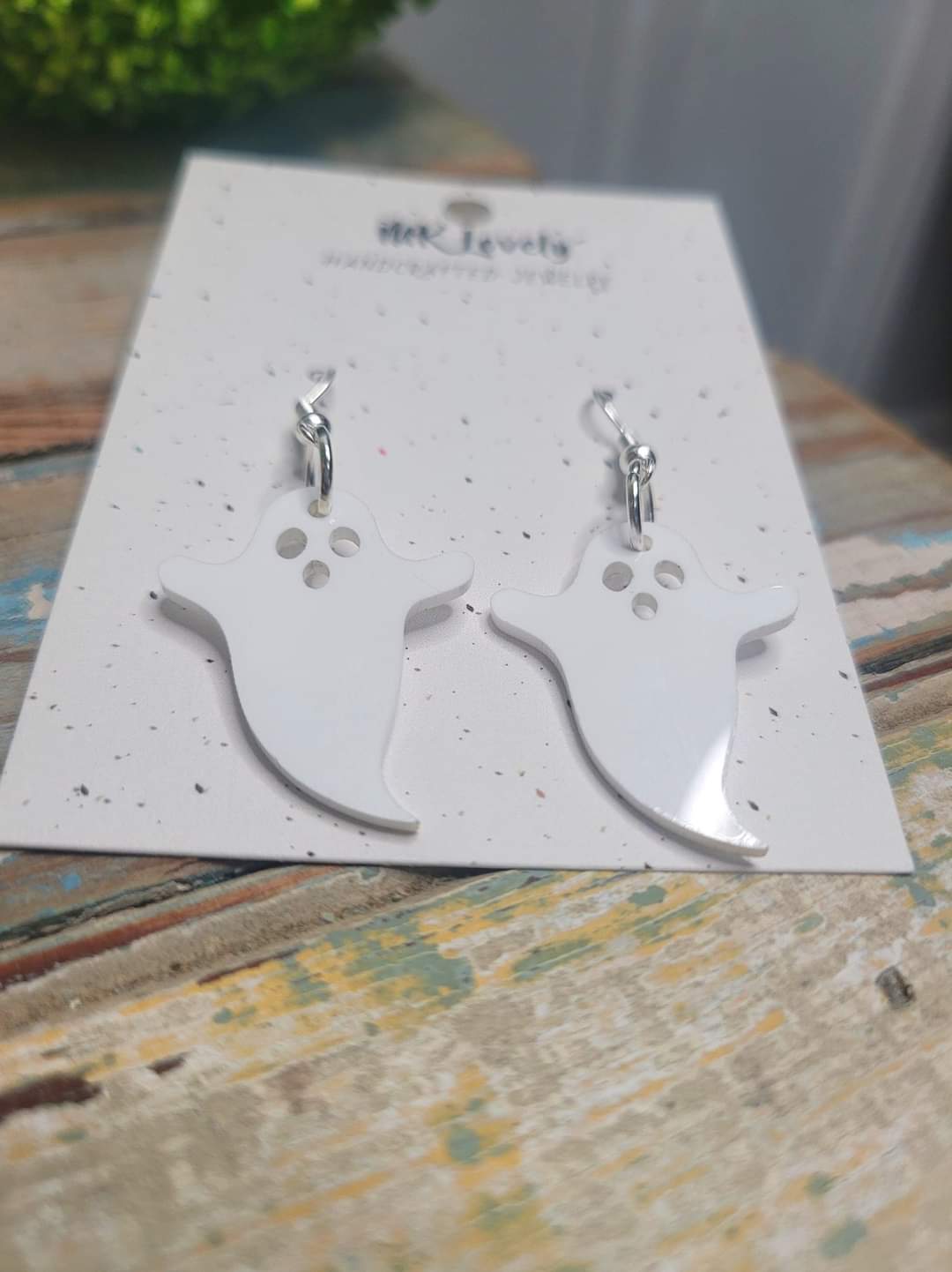 White Acrylic Ghost Earrings