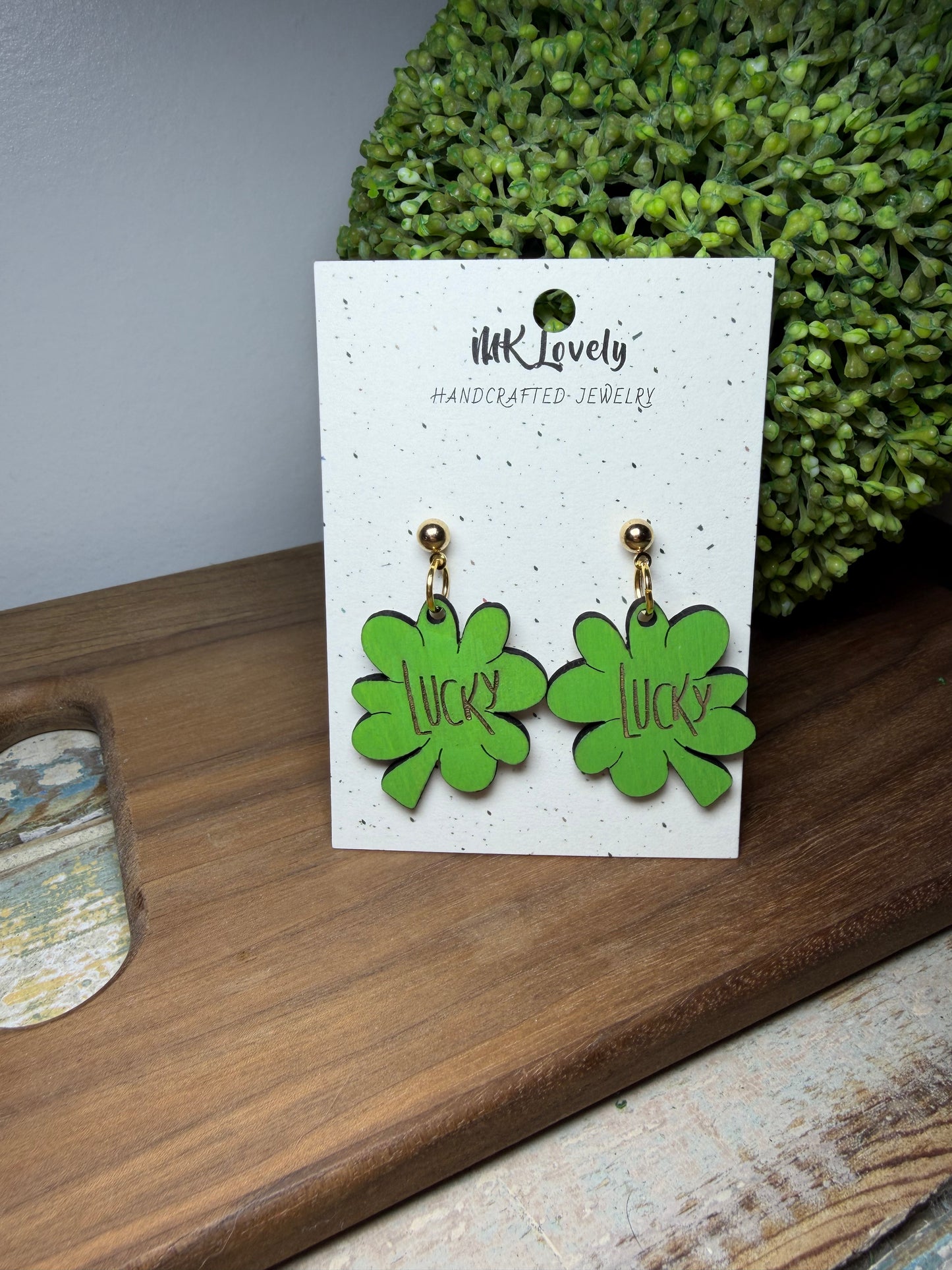 Lucky Wood Earring Drops