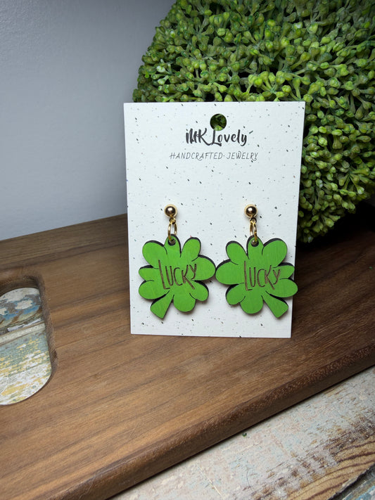 Lucky Wood Earring Drops