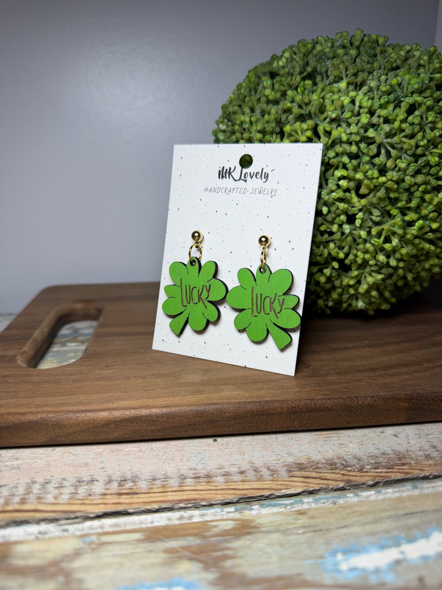 Lucky Wood Earring Drops