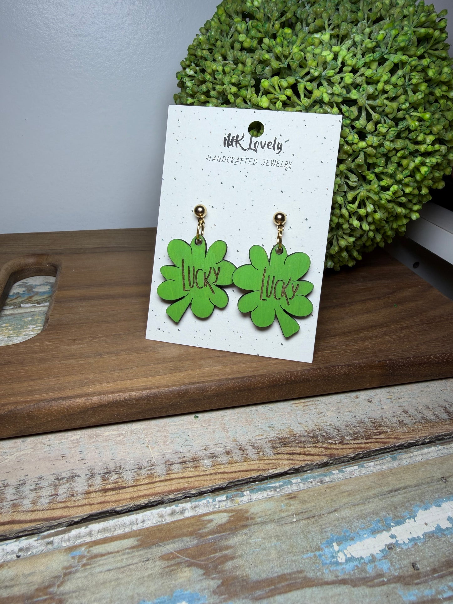 Lucky Wood Earring Drops