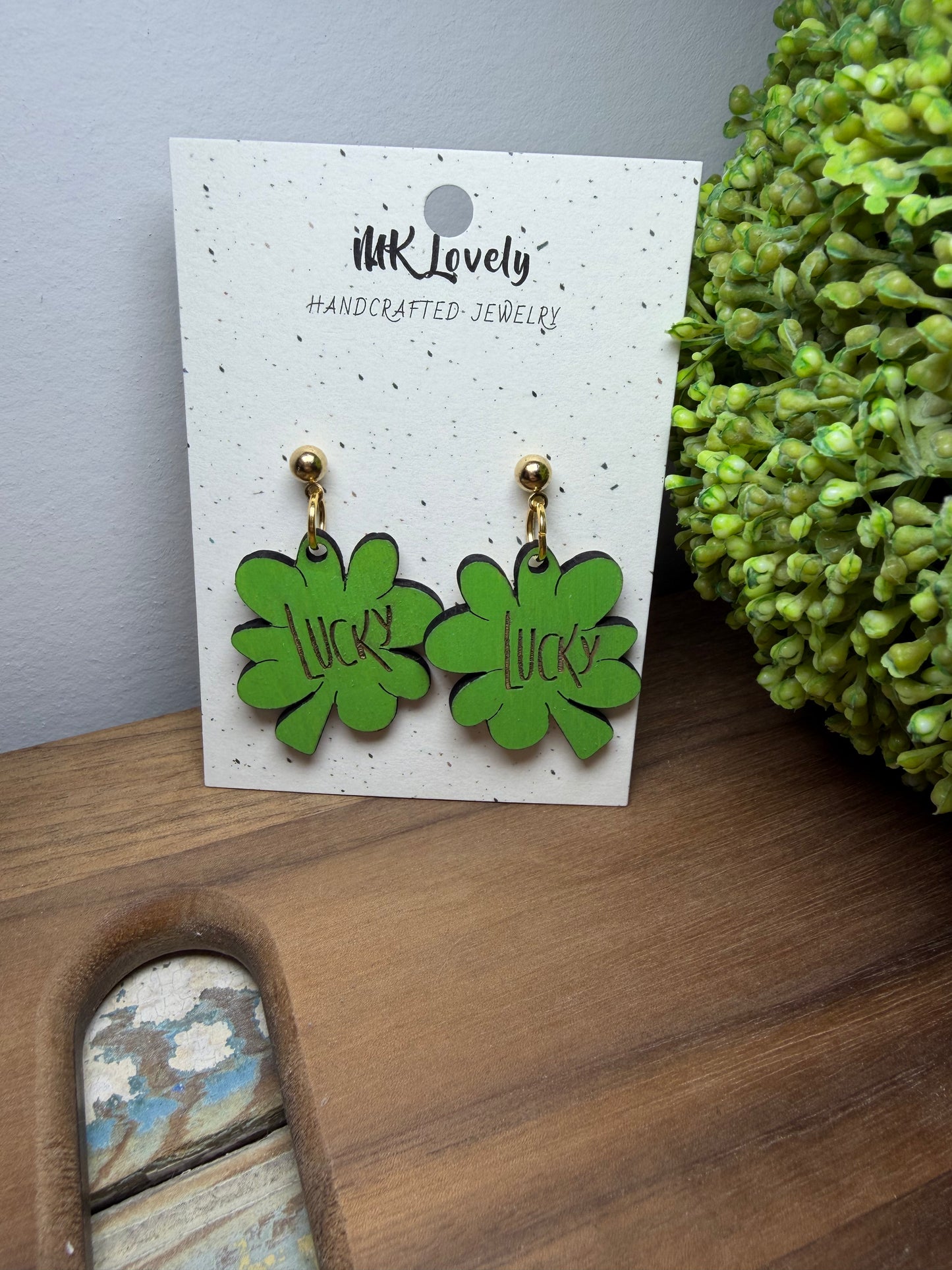 Lucky Wood Earring Drops