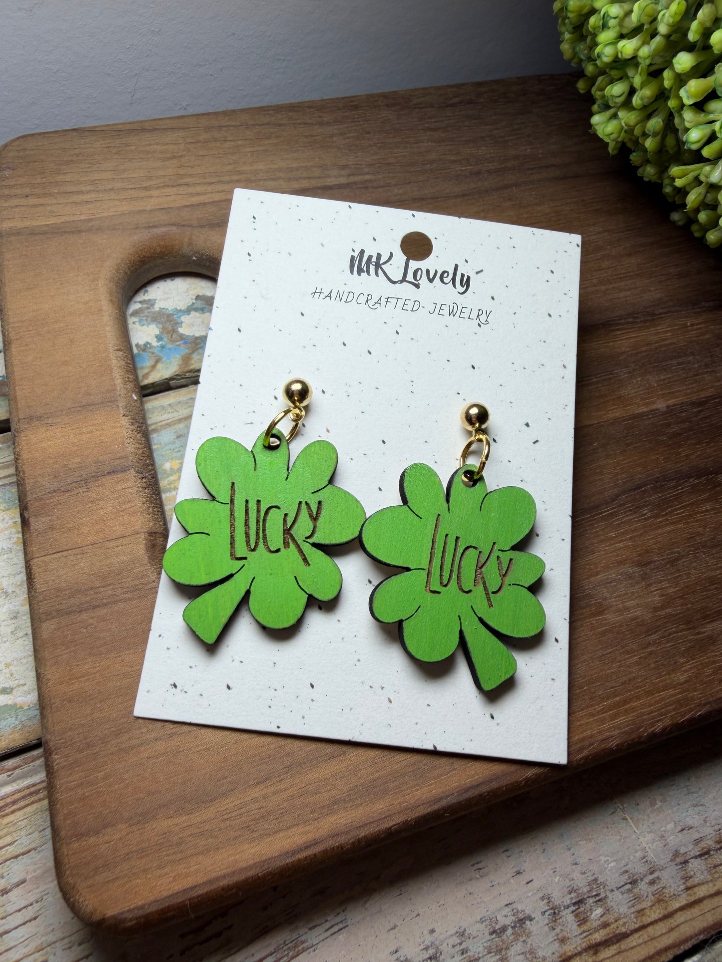 Lucky Wood Earring Drops