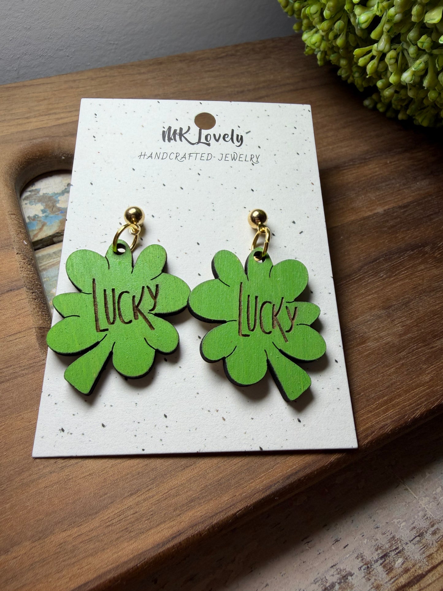 Lucky Wood Earring Drops