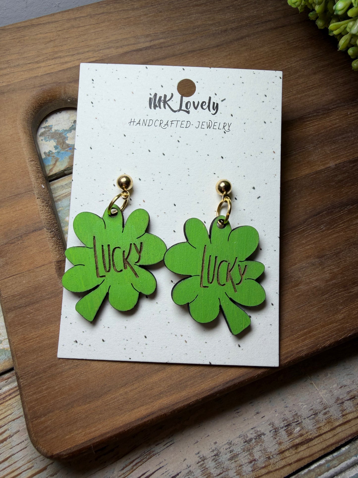 Lucky Wood Earring Drops