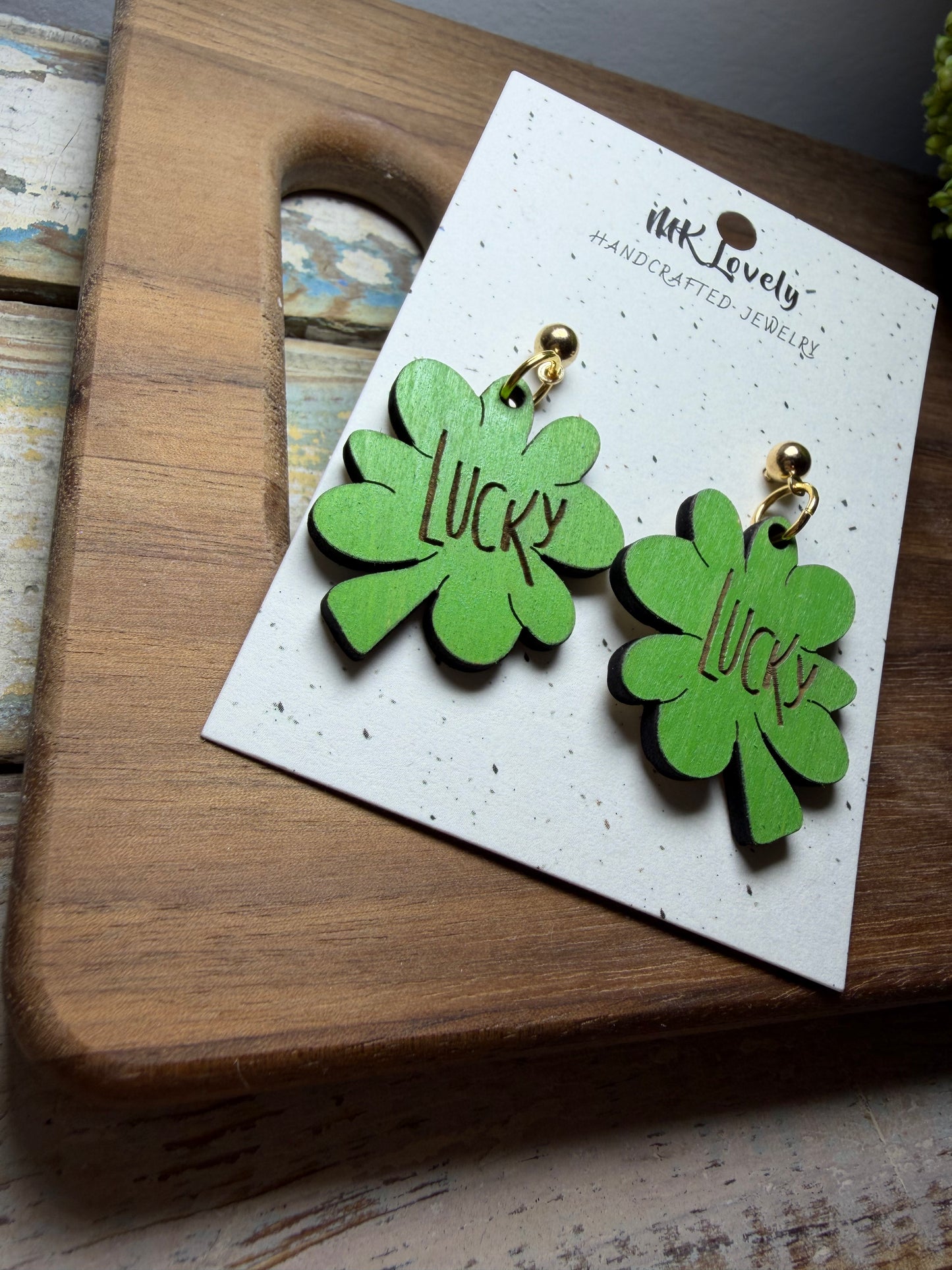 Lucky Wood Earring Drops