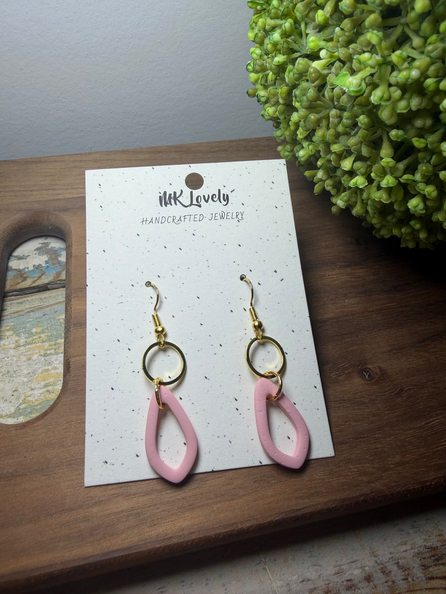 Pink Open Teardrop Dangles