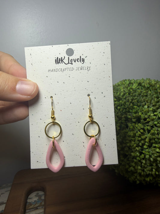 Pink Open Teardrop Dangles