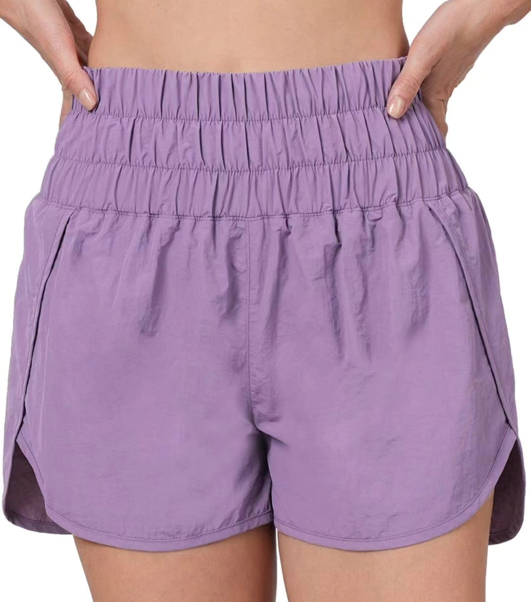 Smocked Windbreaker Waistband Shorts
