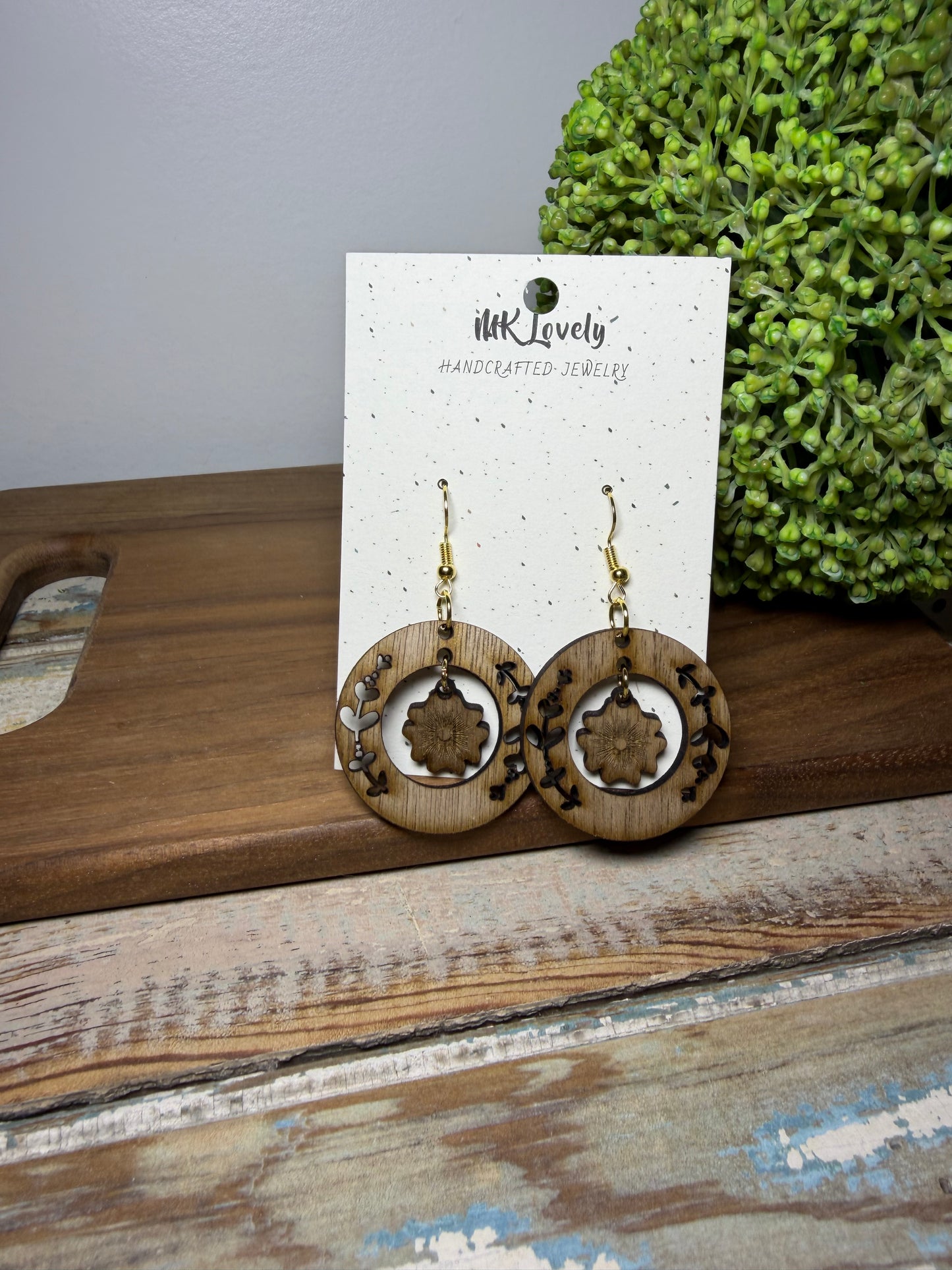 Walnut Wildflower Wreath Dangles