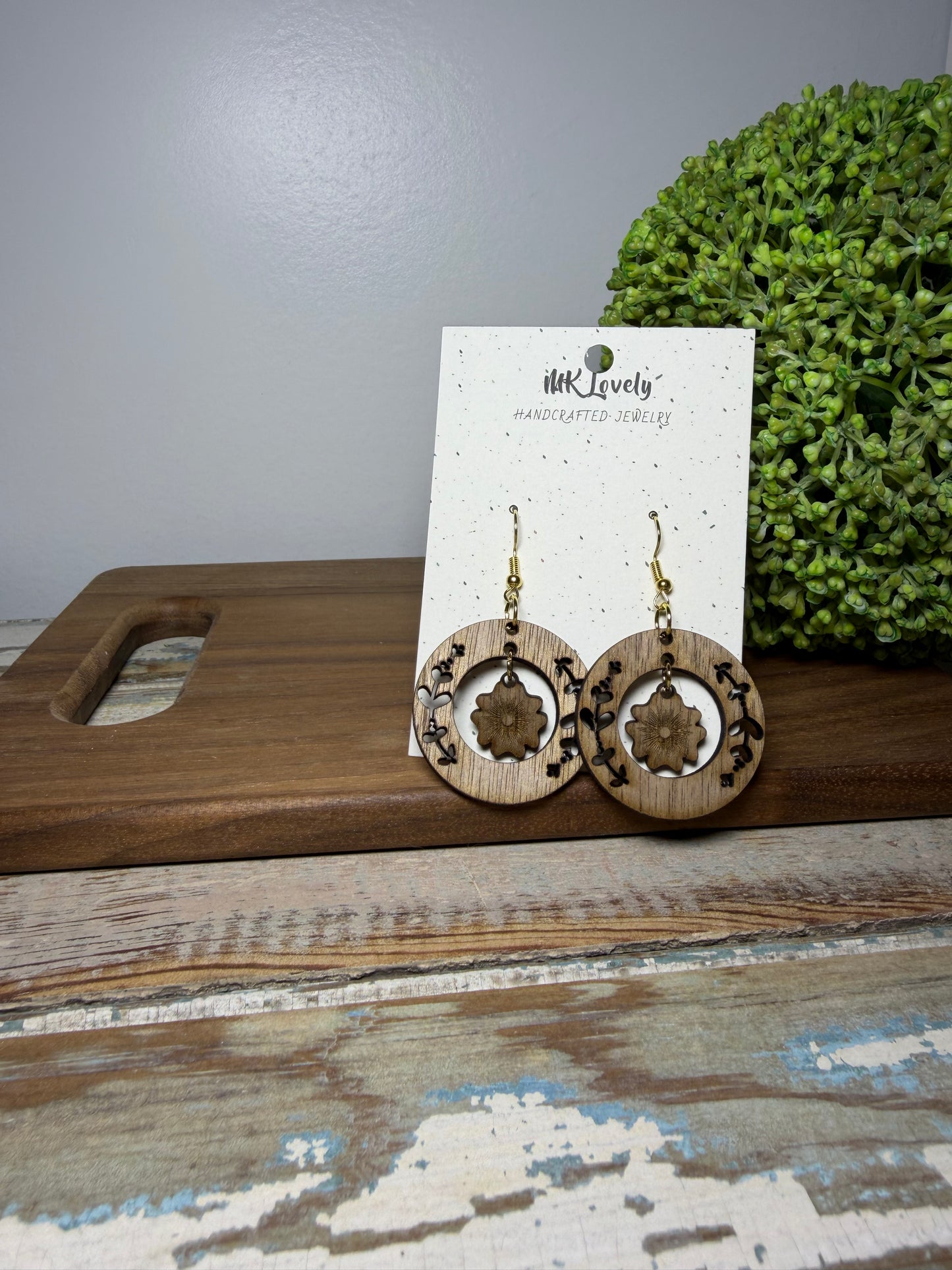 Walnut Wildflower Wreath Dangles