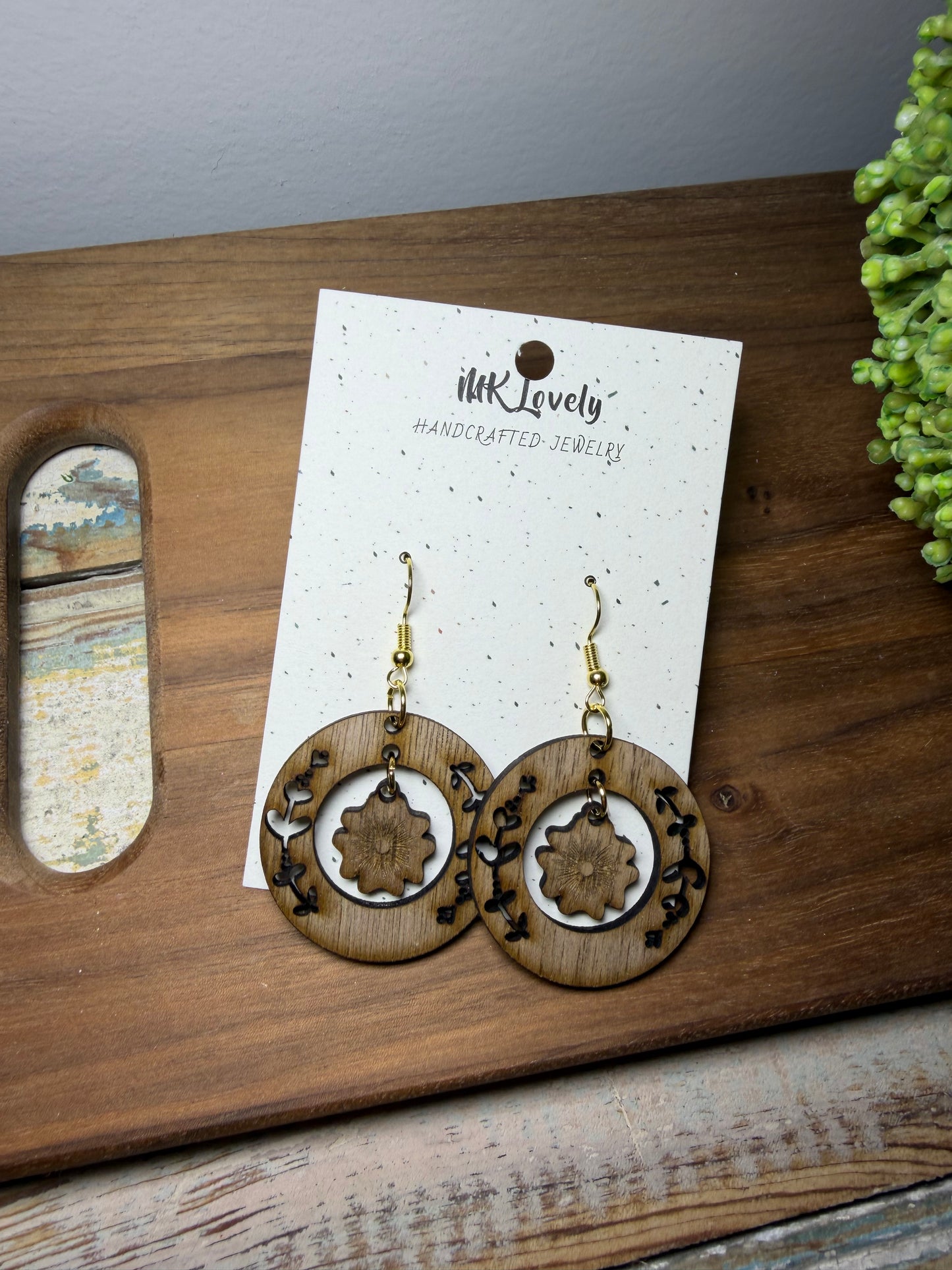 Walnut Wildflower Wreath Dangles