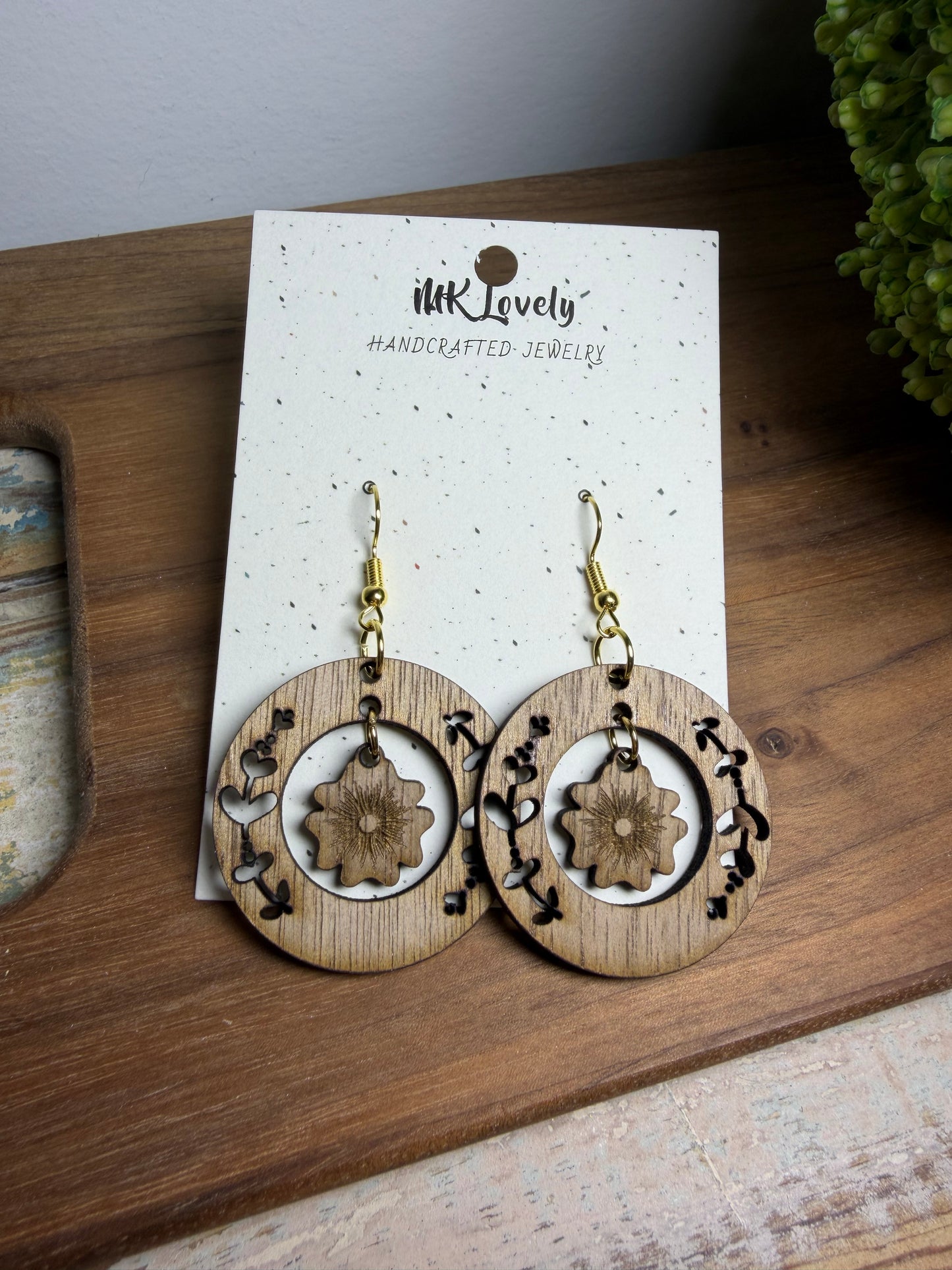 Walnut Wildflower Wreath Dangles