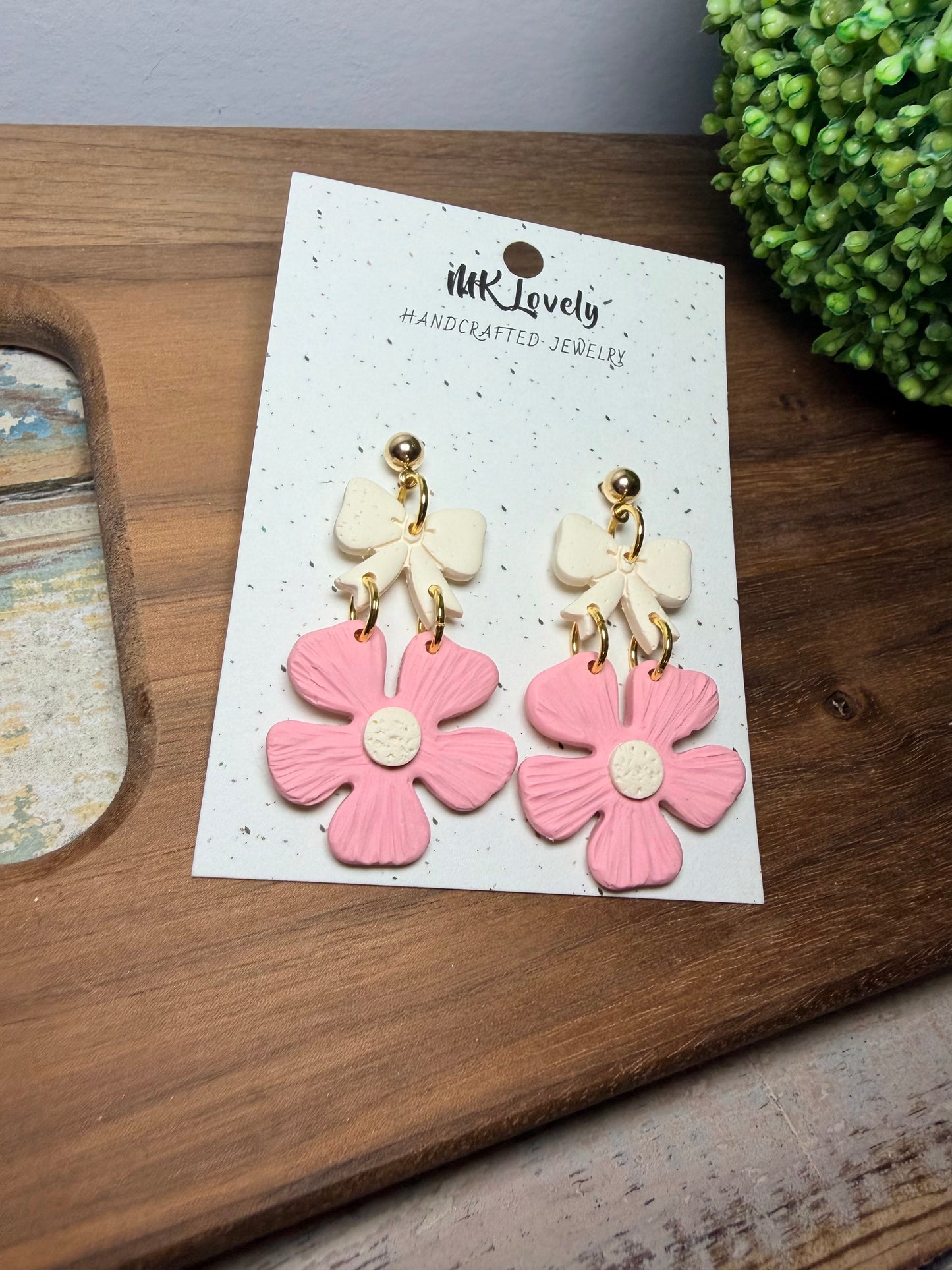 Pink Peony Earrings