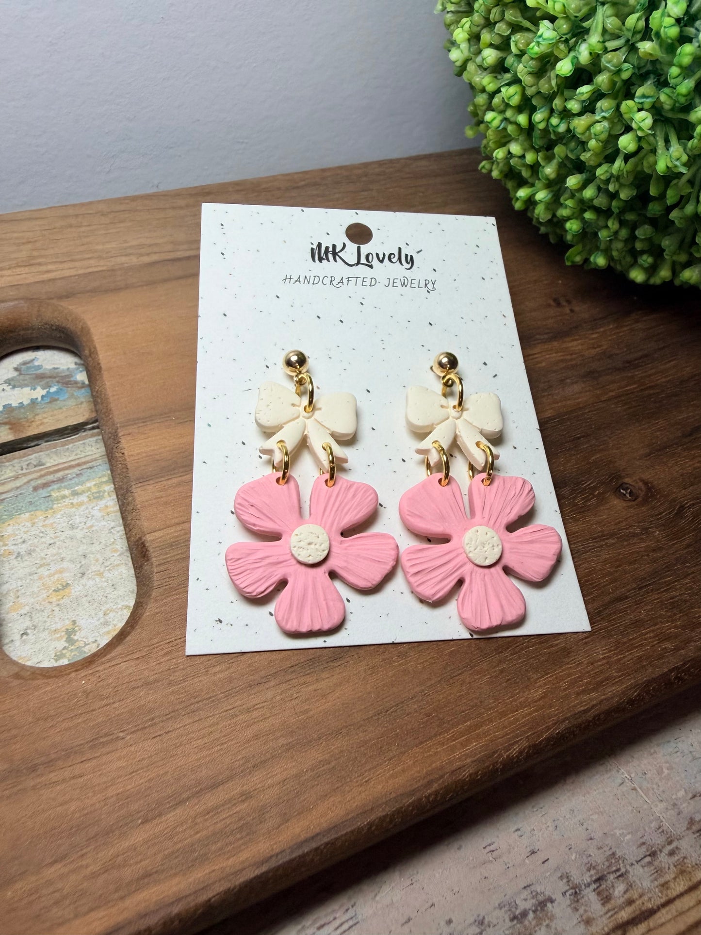 Pink Peony Earrings