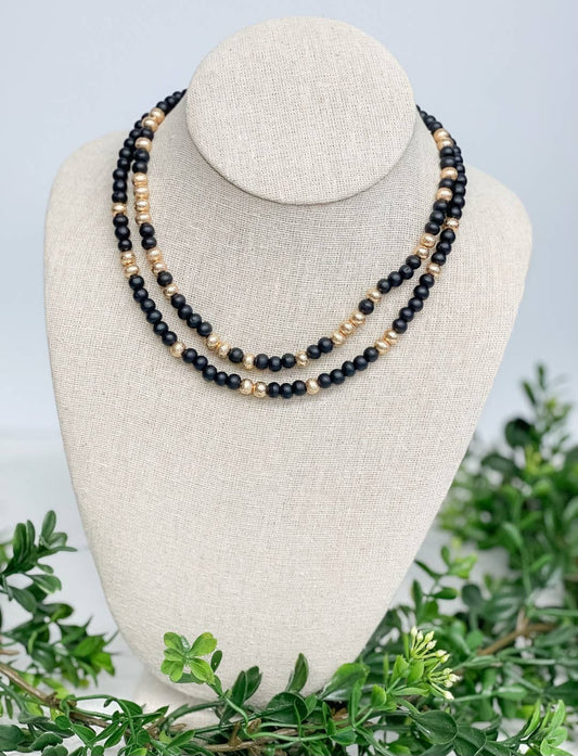 Gold & Color Bead Dual Stand Necklaces