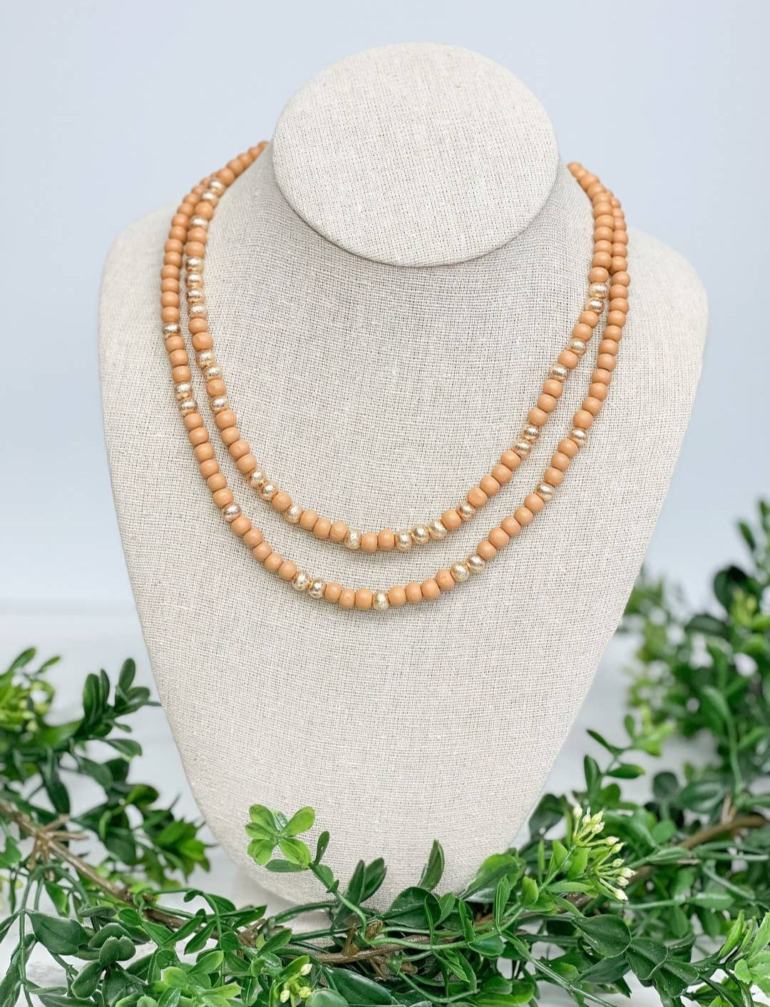 Gold & Color Bead Dual Stand Necklaces
