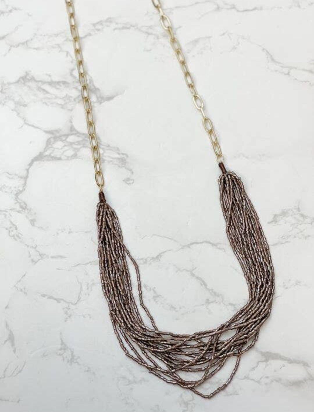 Multi-Strand Seed Bead Long Necklace