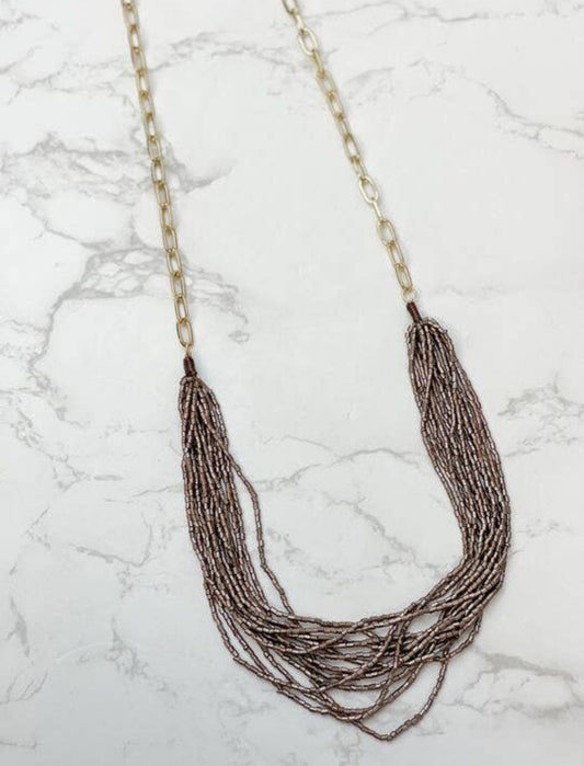 Multi-Strand Seed Bead Long Necklace